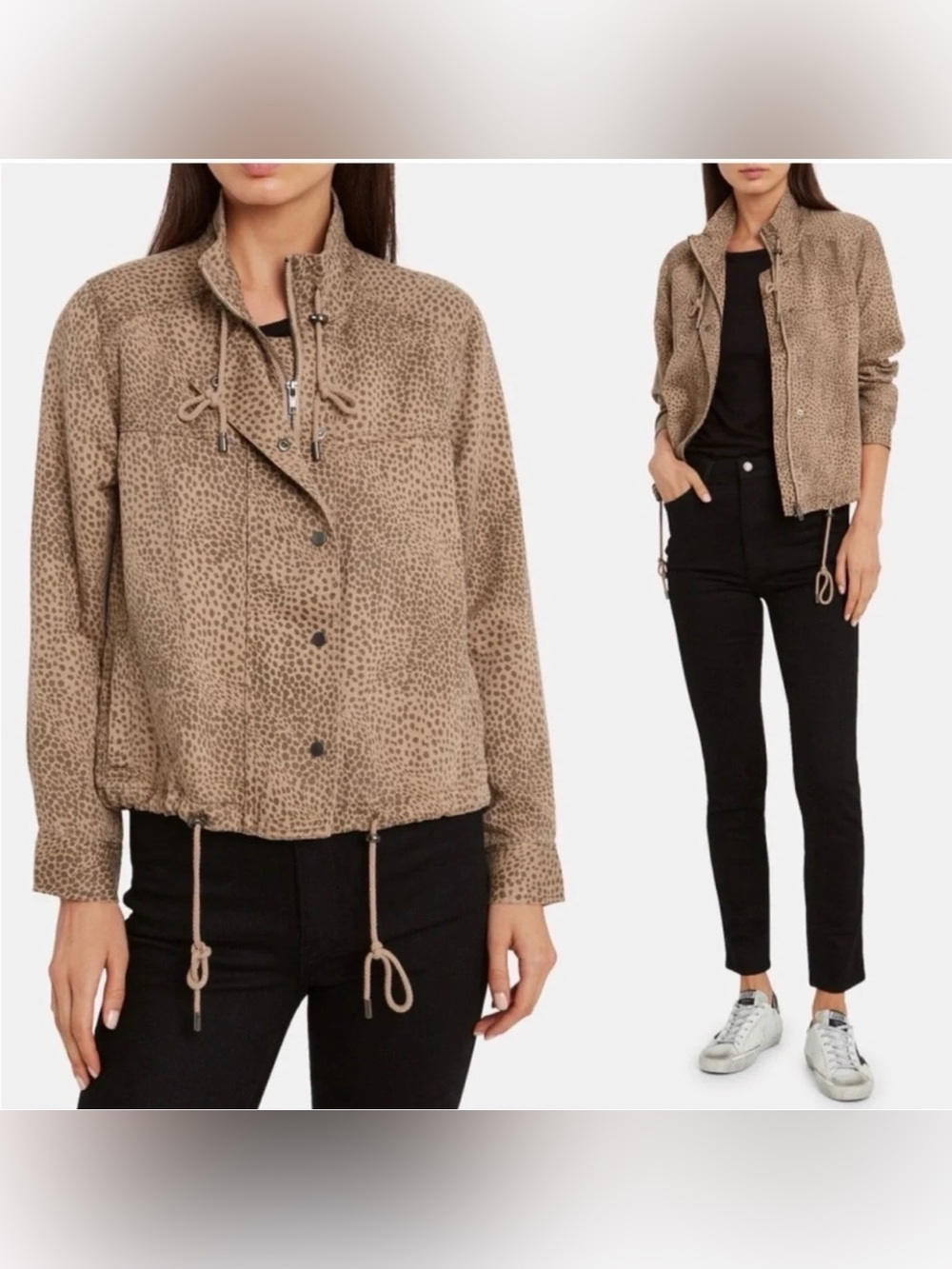 Rails Tennessee Tawny Spots Utility Jacket M Animal Print Tencel Linen Fall